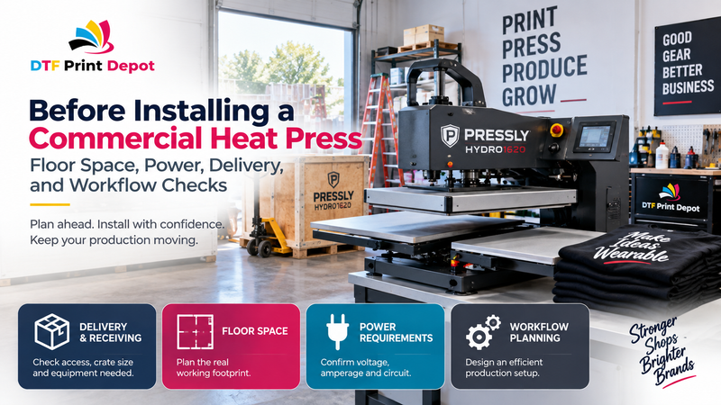 Before Installing a Commercial Heat Press: Floor Space, Power, Delivery, and Workflow Checks